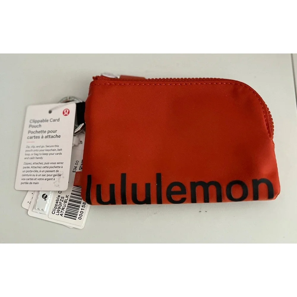 Lululemon Clippable Card Pouch Autumn Rust and Black NWT
